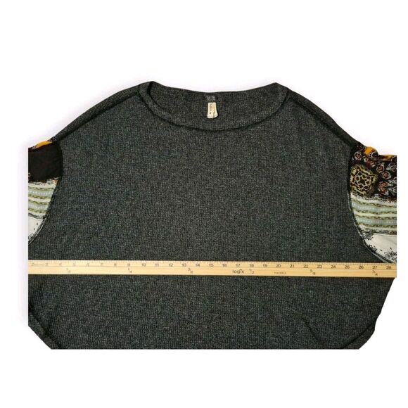 We The Free L Top Blossom Thermal Waffle Knit Puff Sleeves Patchwork Artsy Boho - Picture 6 of 9